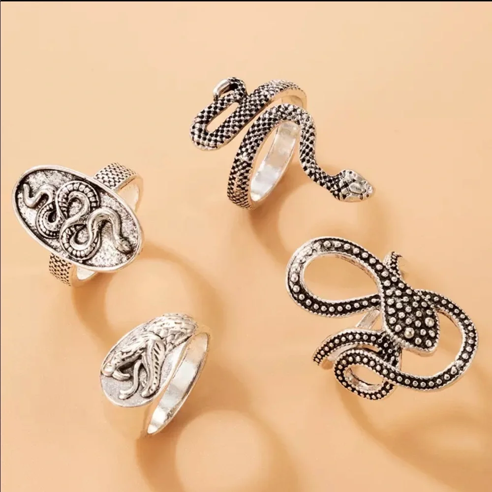 Snake Adjustable Wrap Gothic Antique Silver Ring